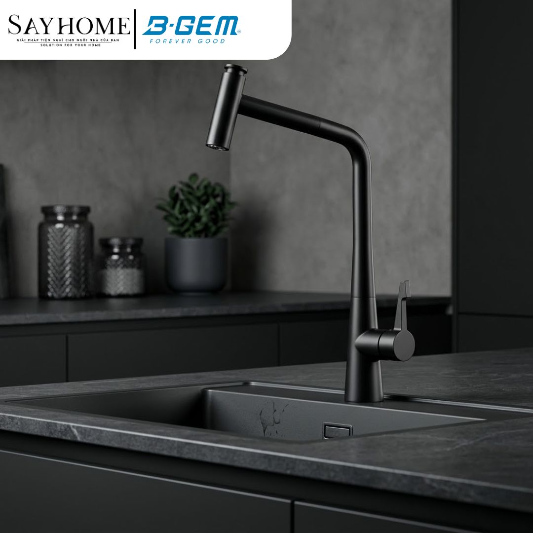 Vòi rửa chén bát B-GEM BG-A02 nóng lạnh dây rút cao cấp tại Thành phố Hồ Chí Minh