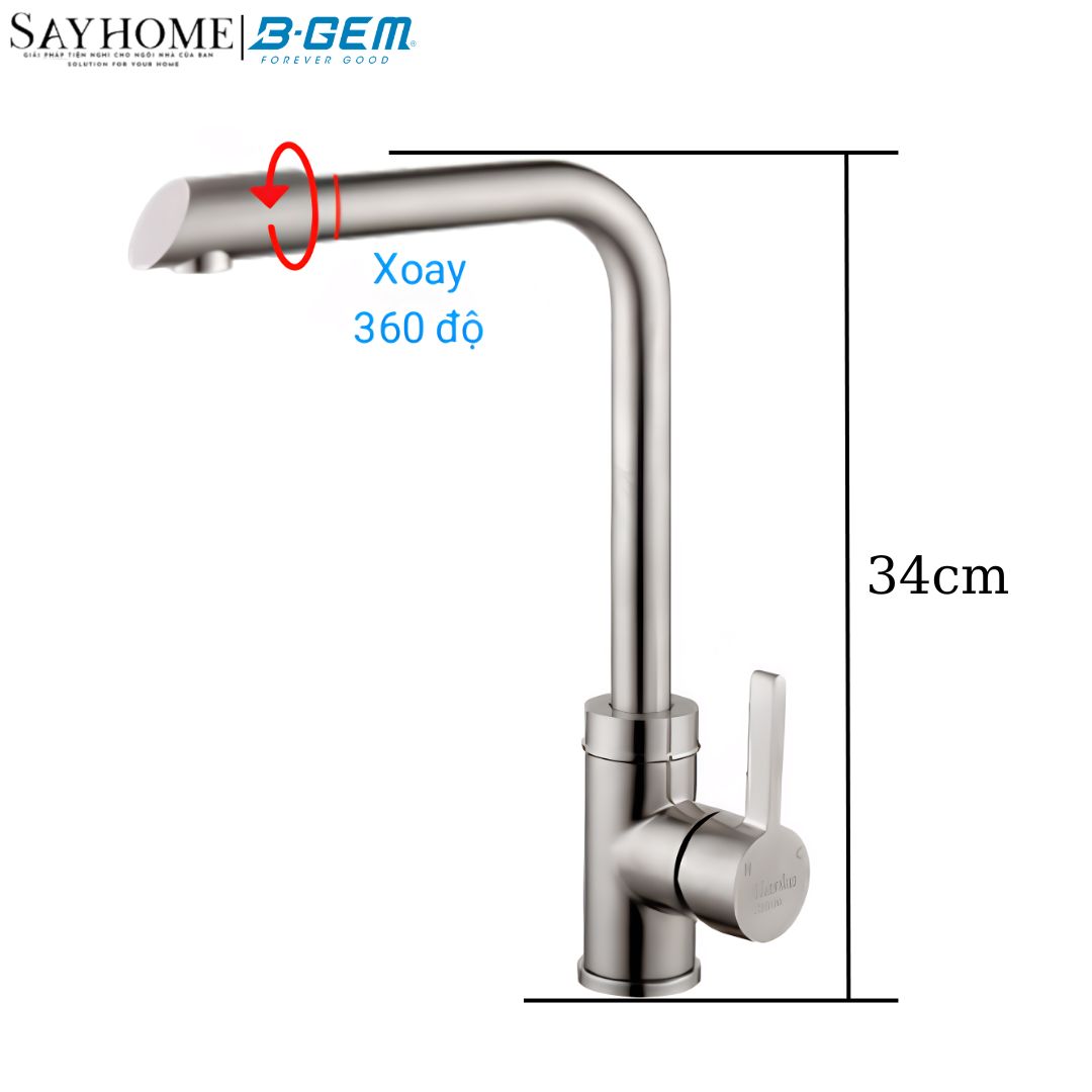 Vòi rửa chén bát B-GEM BG - SU07 inox mờ, nóng lạnh tại thành phố Hồ Chí Minh