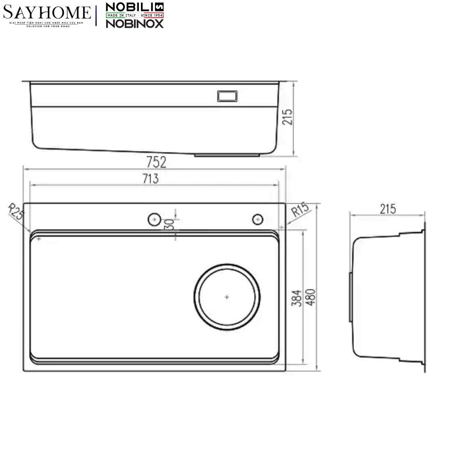 Chậu rửa chén bát 1 hố NOBINOX ARVO V775 75cm tại thành phố Hồ Chí Minh
