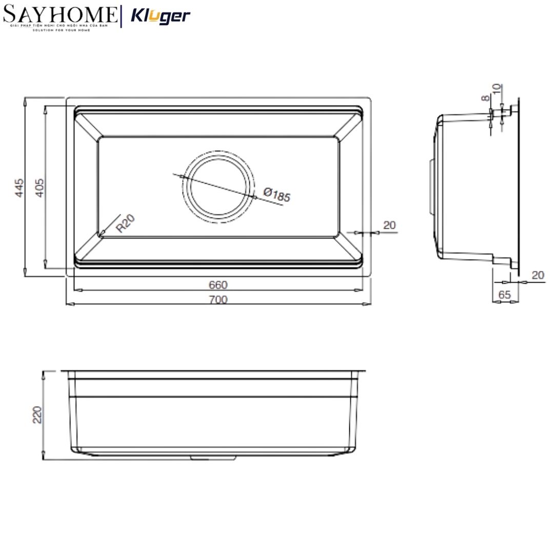 Chậu rửa chén bát 1 hố Nhật Kluger KG7044FS Basic tại thành phố Hồ Chí Minh