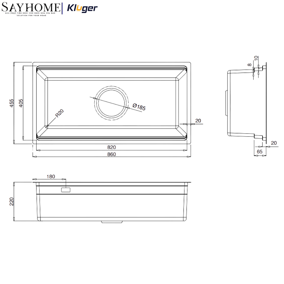 Chậu rửa chén bát 1 hố Nhật Kluger KG8644FS Basic/Plus tại thành phố Hồ Chí Minh
