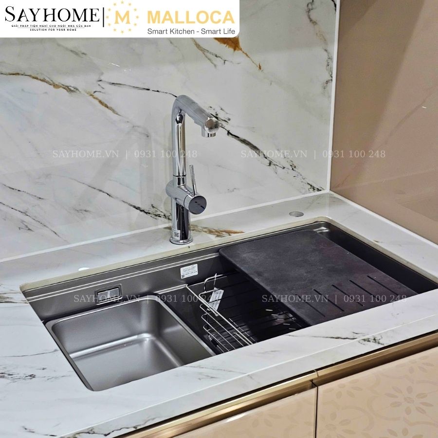 Chậu rửa chén bát 1 hố inox 304 MALLOCA MS 7650 LINEN 76cm tại Thành phố Hồ Chí Minh