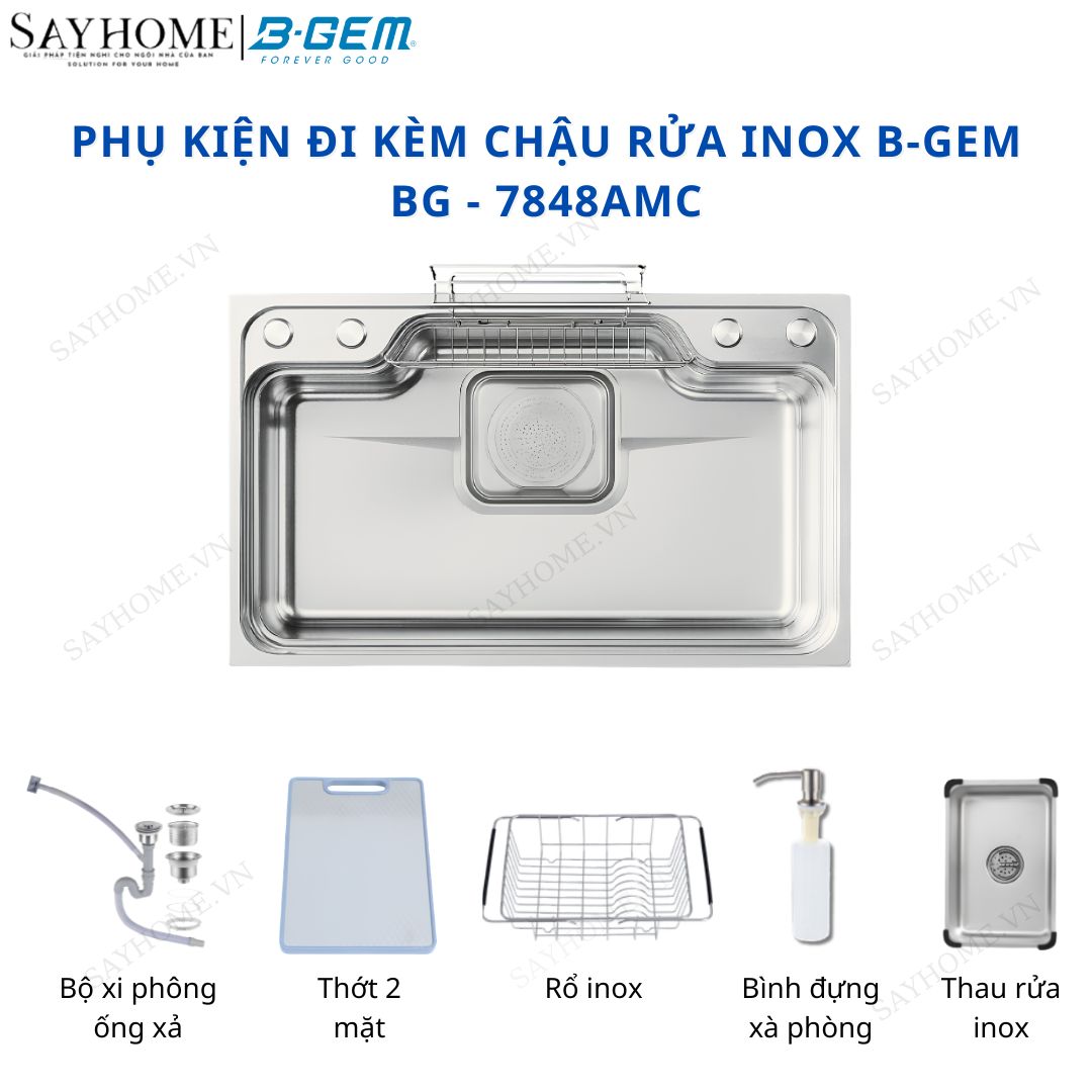 Chậu rửa chén bát 1 hố inox 304 B-GEM BG - 7848AMC 78cm tại thành phố Hồ Chí Minh