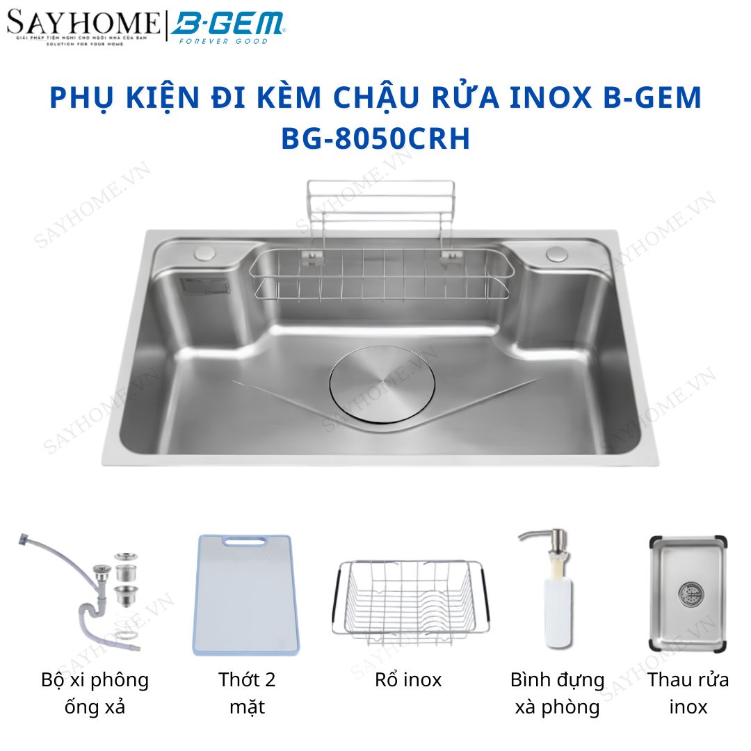 Chậu rửa chén bát 1 hố inox 304 B-GEM BG-8050CRH 80cm tại thành phố Hồ Chí Minh
