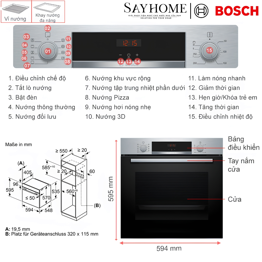 Lò nướng BOSCH HBA514BS3 Series 4 âm tủ 71 Lít tại thành phố Hồ Chí Minh