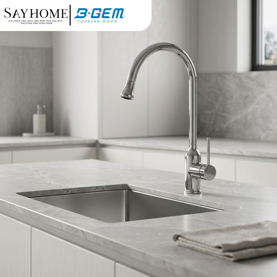 Vòi rửa chén bát B-GEM BG-EH002 nóng lạnh dây rút cao cấp tại Thành phố Hồ Chí Minh