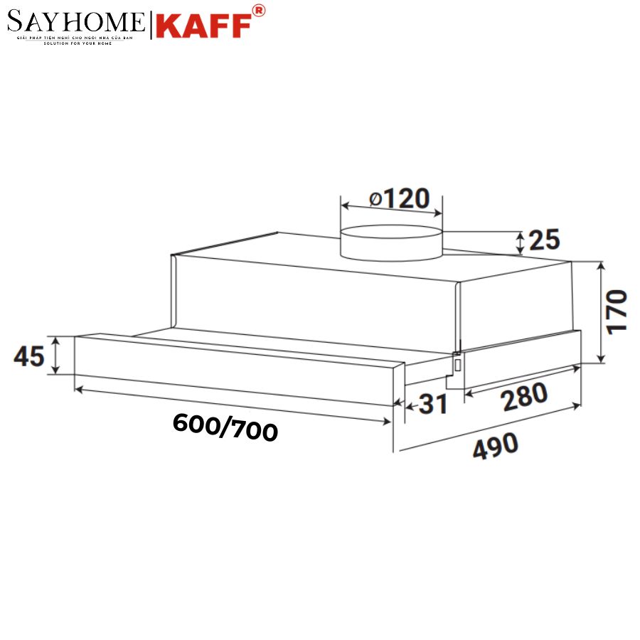 Máy hút mùi KAFF KF - TL1006W / TL1007W âm tủ ray kéo tại thành phố Hồ Chí Minh