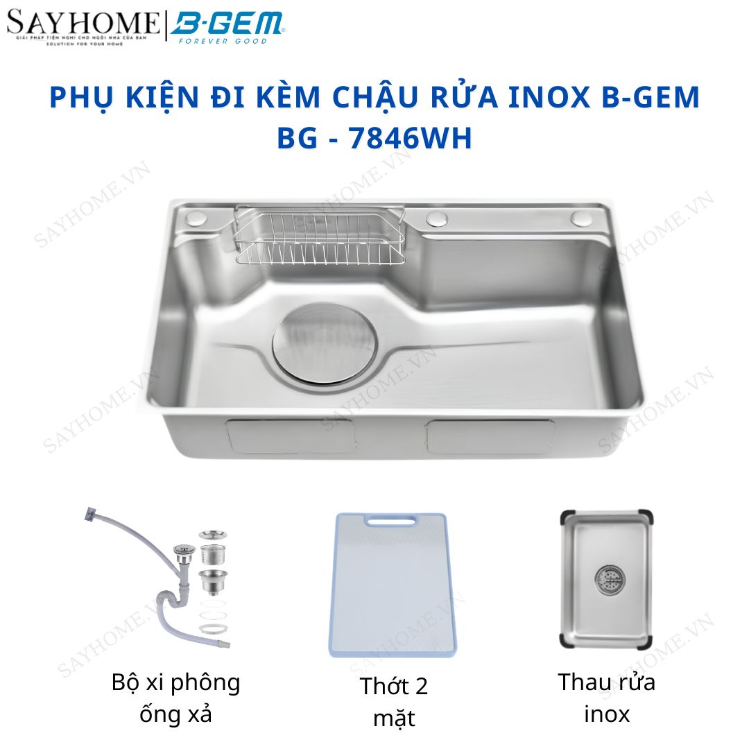 Chậu rửa chén bát 1 hố inox 304 B-GEM BG - 7846WH 78cm tại thành phố Hồ Chí Minh