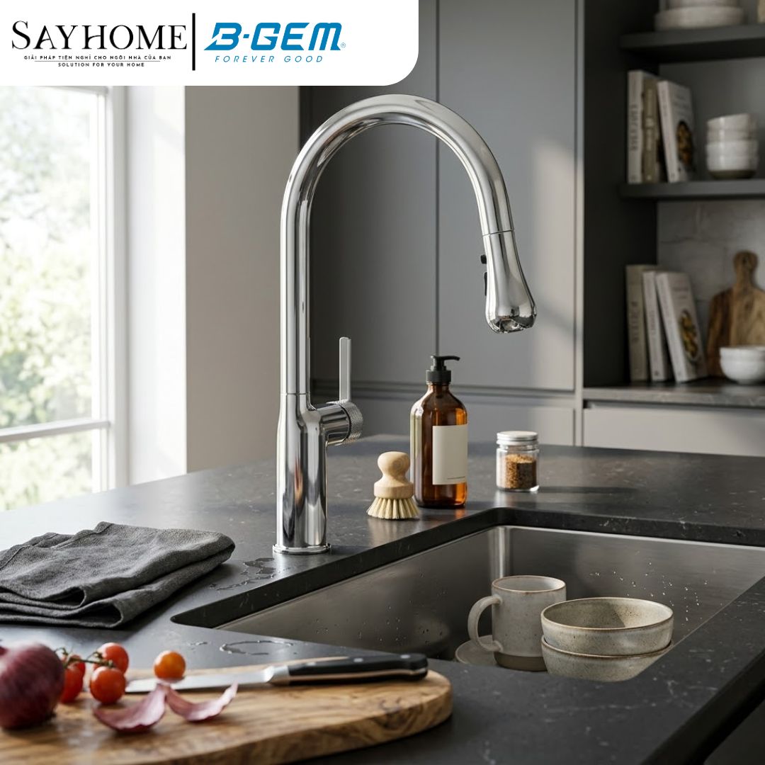 Vòi rửa chén bát B-GEM BG-Z007A nóng lạnh dây rút cao cấp tại Thành phố Hồ Chí Minh