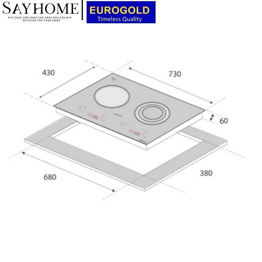 Bếp điện từ đôi kết hợp EUROGOLD EUH2210 tại thành phố Hồ Chí Minh