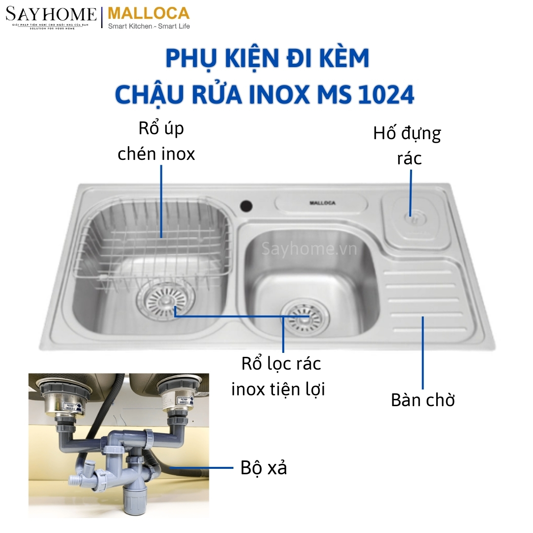 Chậu rửa chén inox Malloca MS 1024 tại thành phố Hồ Chí Minh