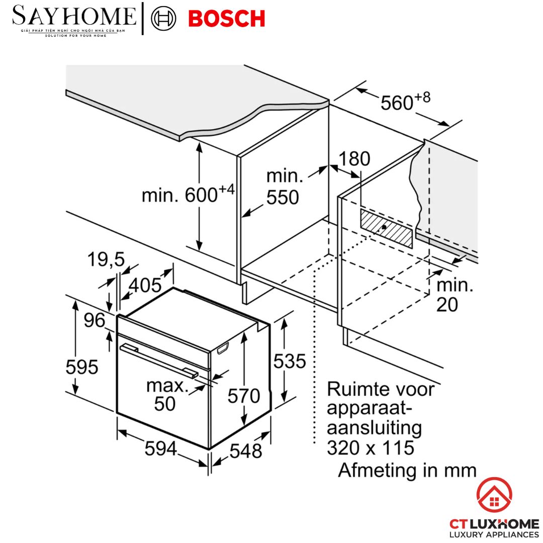 Lò nướng BOSCH HBG536EB3 Series 6 âm tủ 71 Lít tại thành phố Hồ Chí Minh