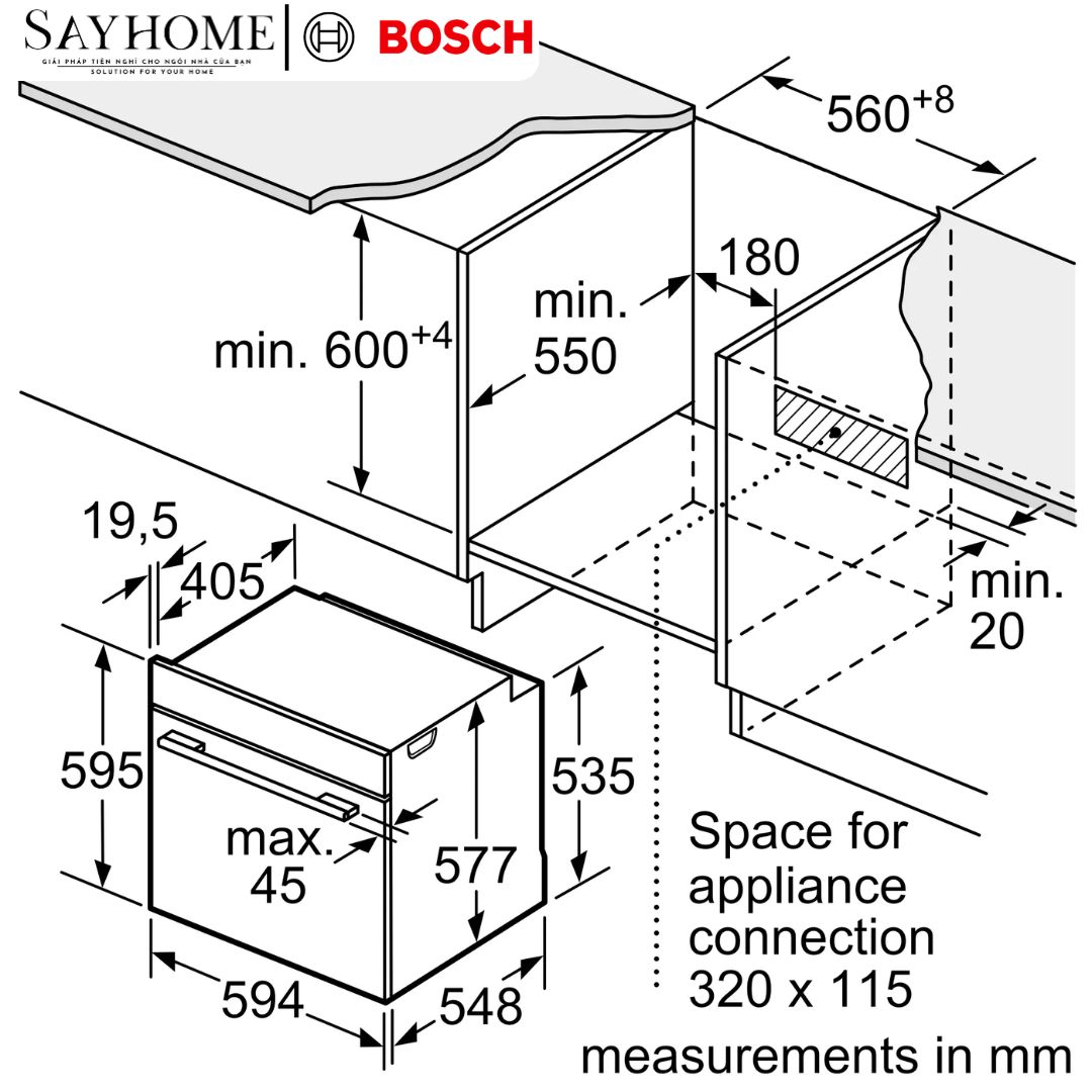 Lò nướng BOSCH HBG7341B1B Series 8 âm tủ 71 Lít tại thành phố Hồ Chí Minh