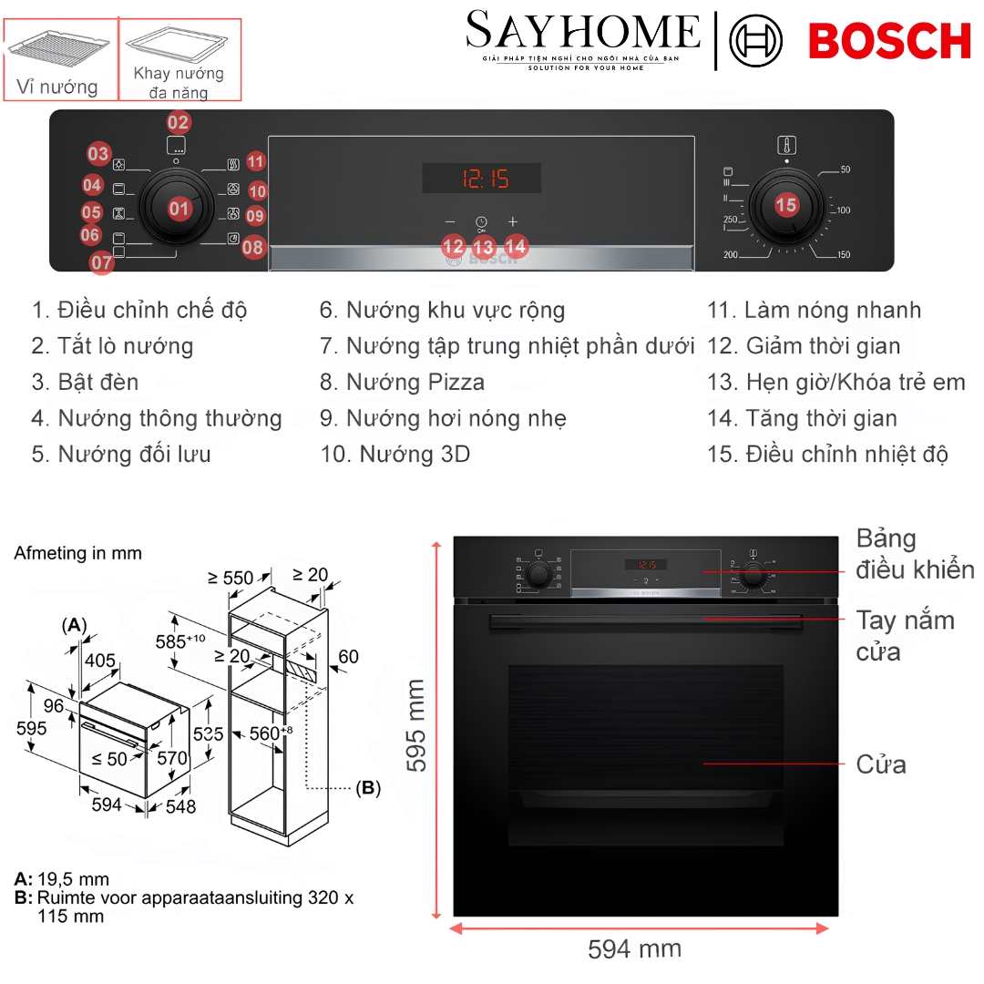 Lò nướng BOSCH HBA514BB3 Series 4 âm tủ 71 Lít tại thành phố Hồ Chí Minh