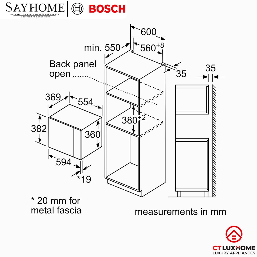 Lò vi sóng kết hợp nướng BOSCH BEL554MB2 Series 6 âm tủ 25 Lít tại thành phố Hồ Chí Minh