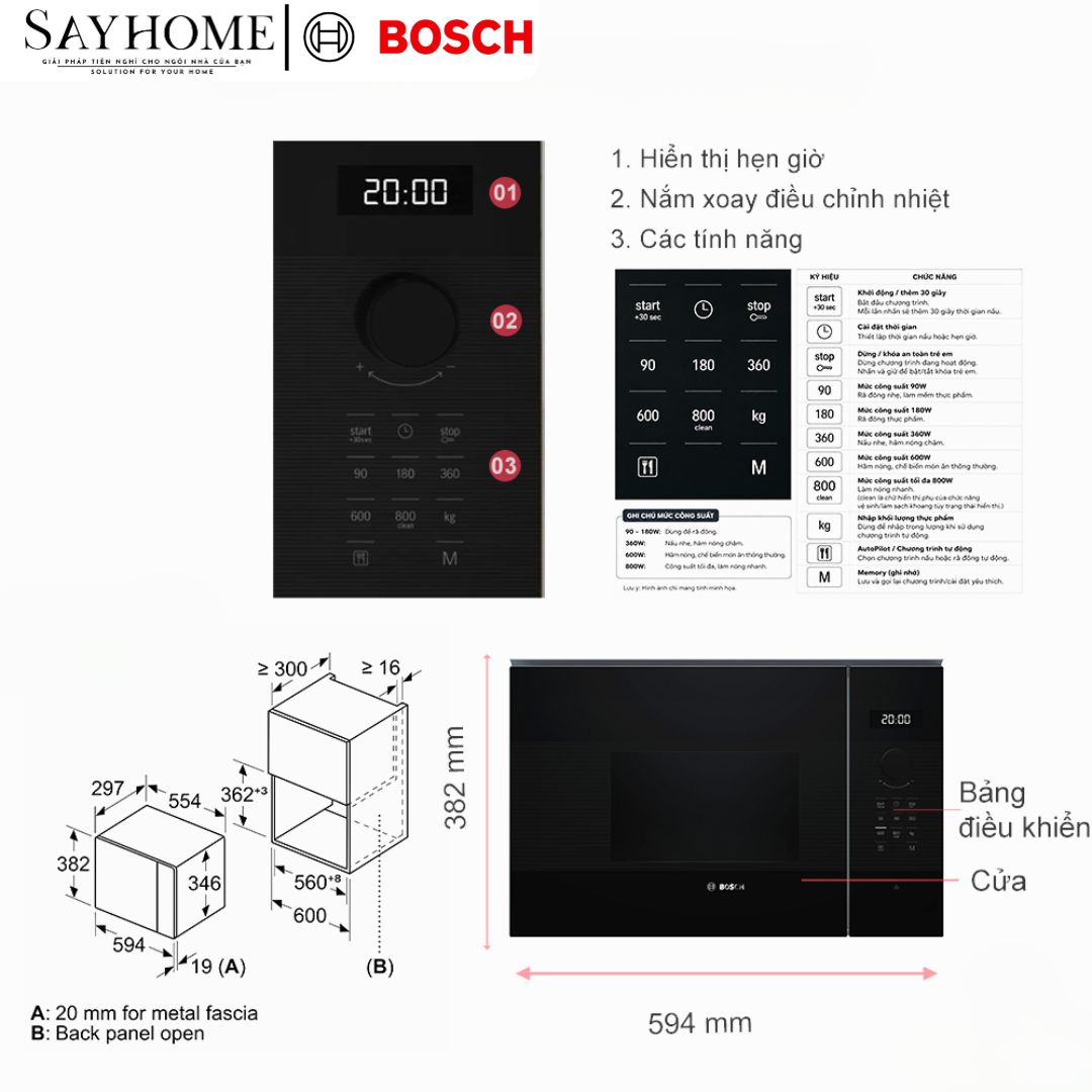 Lò vi sóng BOSCH BBFL524MB2 Series 4 20 Lít tại thành phố Hồ Chí Minh