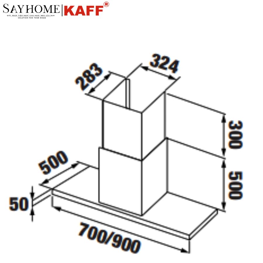 Máy hút mùi KAFF KF - 771 / 991 kính toa tại thành phố Hồ Chí Minh