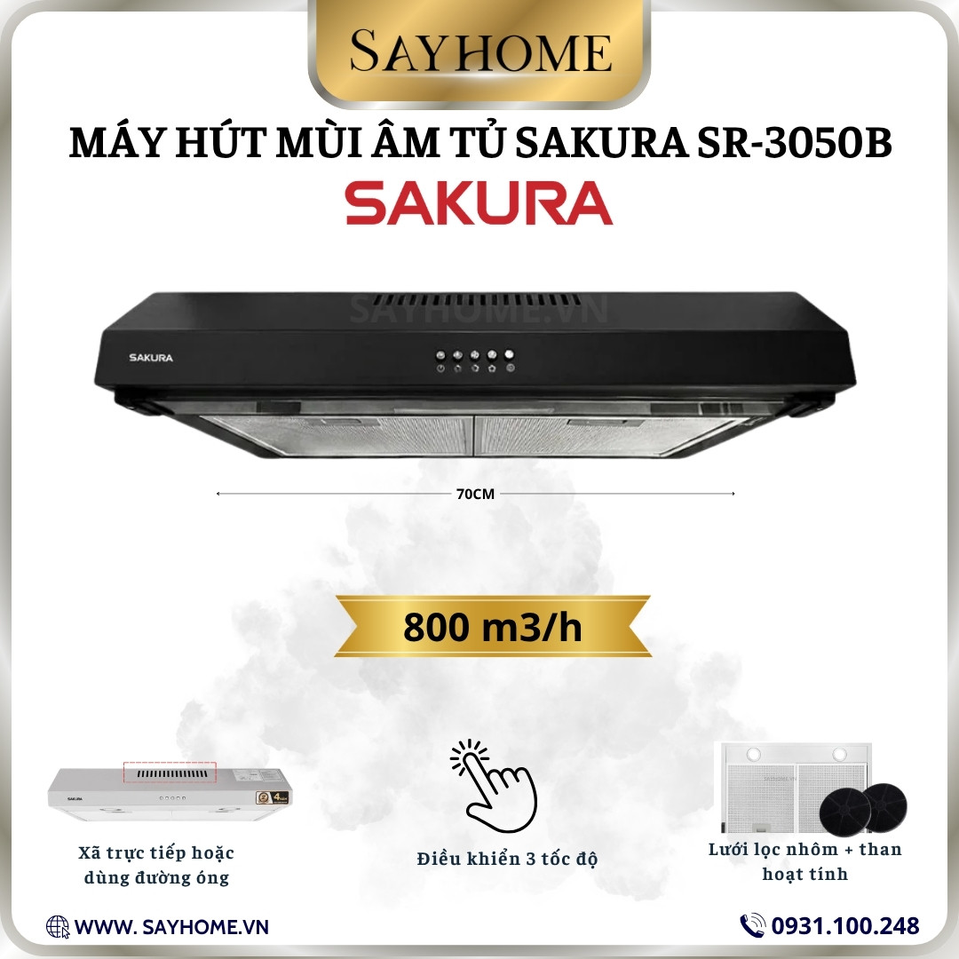 Máy hút mùi SAKURA SR-3050B âm tủ tại thành phố Hồ Chí Minh