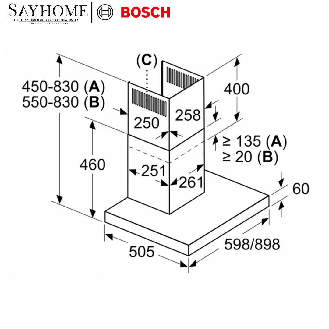 Máy Hút Mùi Bosch DWB67BK61T Chữ T Serie 4 tại thành phố Hồ Chí Minh