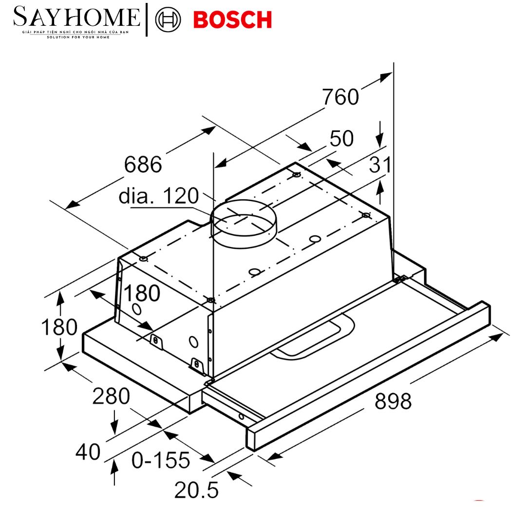 Máy Hút Mùi Bosch DFT93AC50 Âm Tủ Serie 4 tại thành phố Hồ Chí Minh