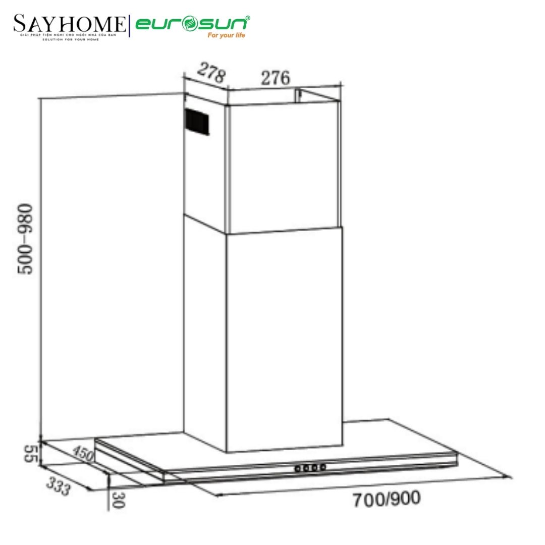 Máy hút mùi chữ T EUROSUN EH-70AF75S/90AF75S tại thành phố Hồ Chí Minh