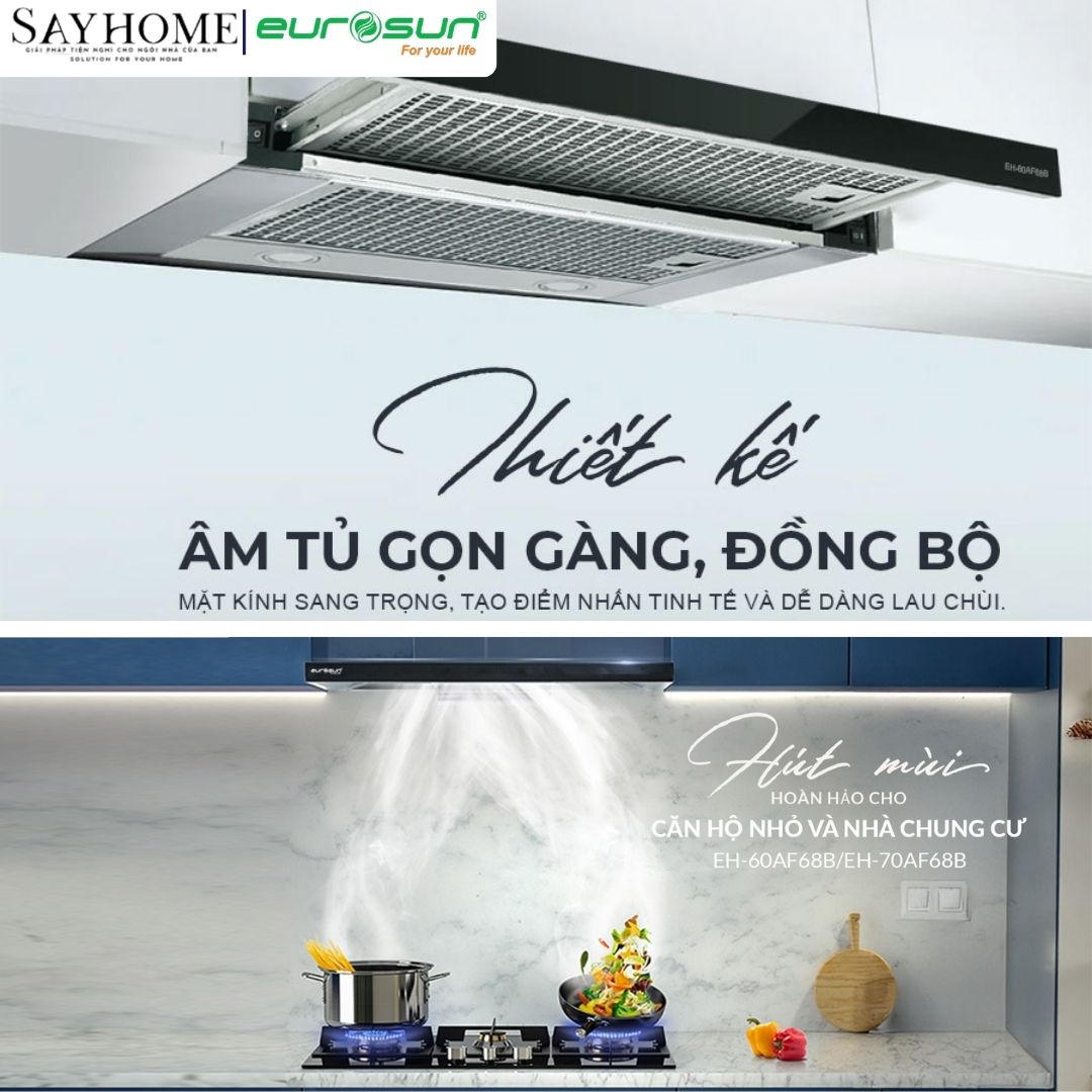 Máy hút mùi âm tủ ray kéo EUROSUN EH-60AF68B/EH-70AF68B tại thành phố Hồ Chí Minh