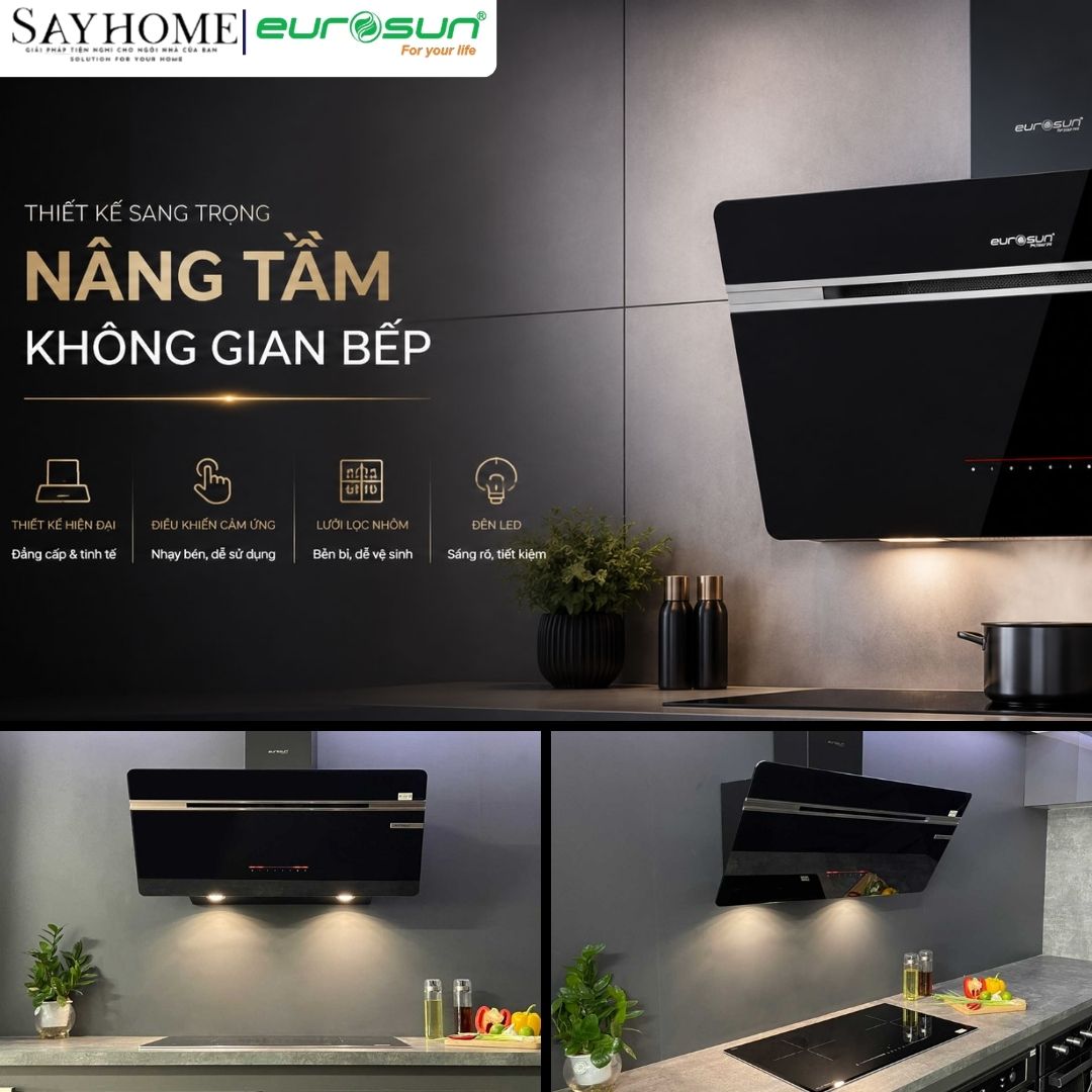 Máy hút mùi kính vát EUROSUN EH-70CN73/EH-70CN73E/EH-90CN73/EH-90CN73E tại thành phố Hồ Chí Minh