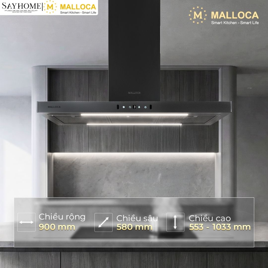 Máy hút mùi Malloca ISLA MH9058 treo độc lập tại thành phố Hồ Chí Minh