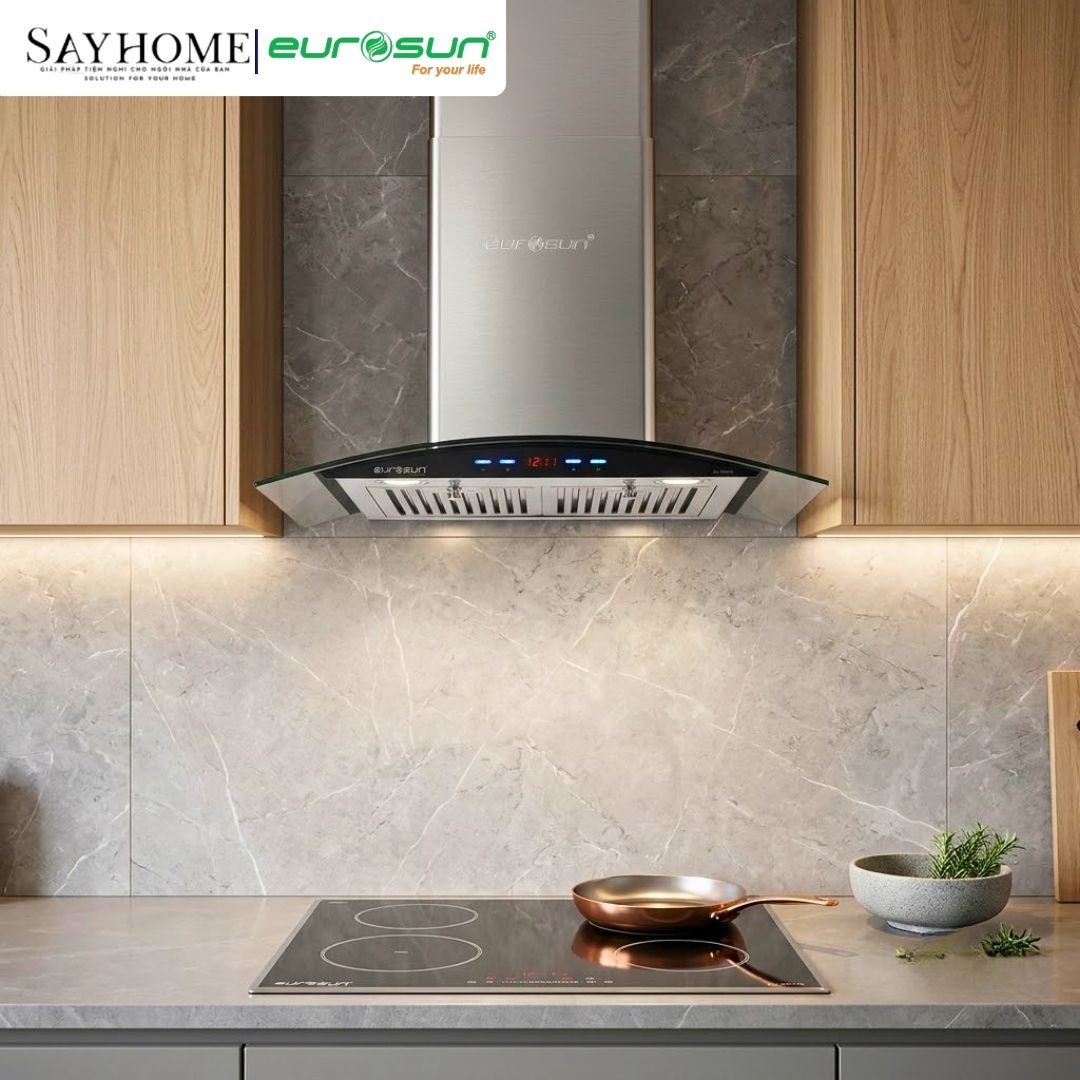 Máy hút mùi kính cong EUROSUN EH-70K11E/EH-90K11E tại thành phố Hồ Chí Minh