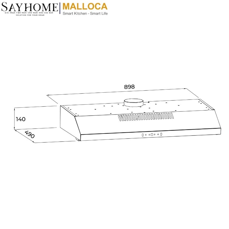 Máy hút mùi MALLOCA MH9014B âm tủ tại Tân Bình