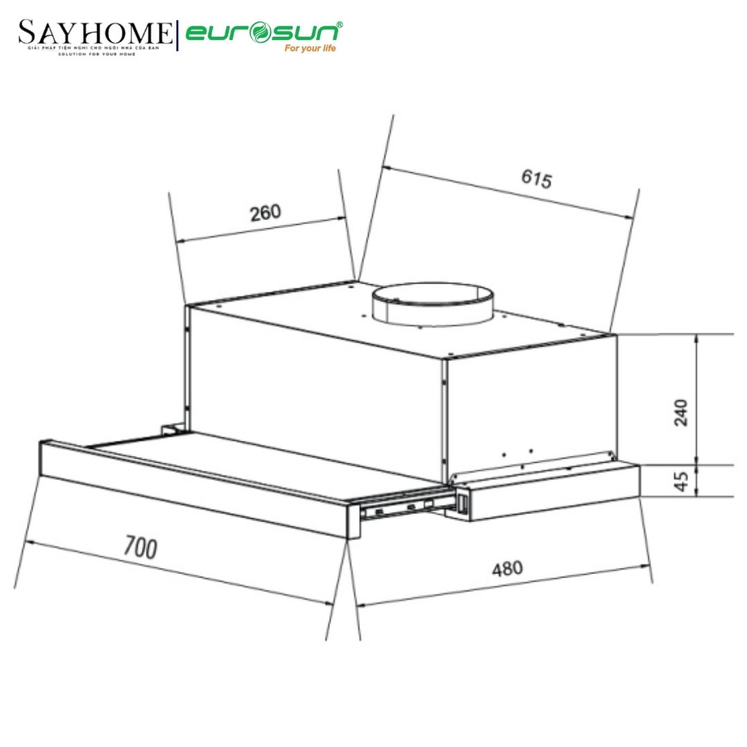 Máy hút mùi âm tủ ray kéo EUROSUN EH-70AF86W/EH-70AF86SW tại thành phố Hồ Chí Minh