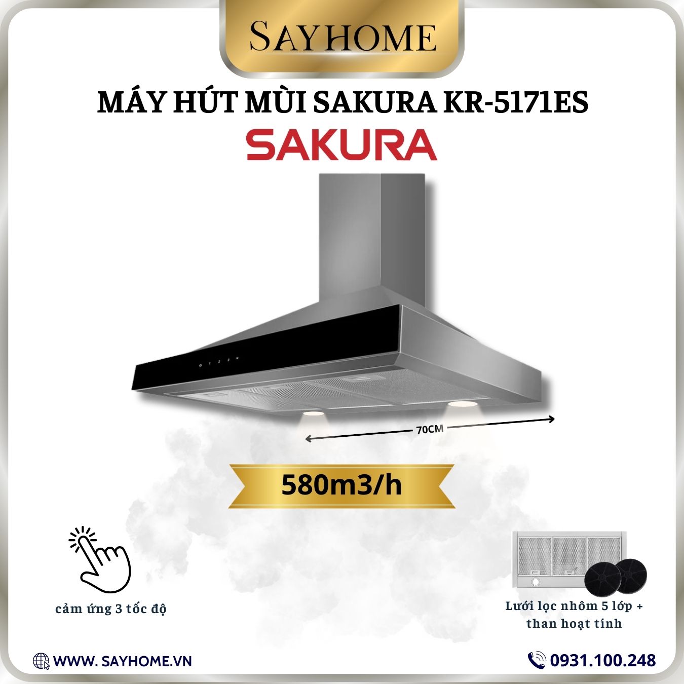 Máy hút mùi SAKURA KR-5171ES tại thành phố Hồ Chí Minh