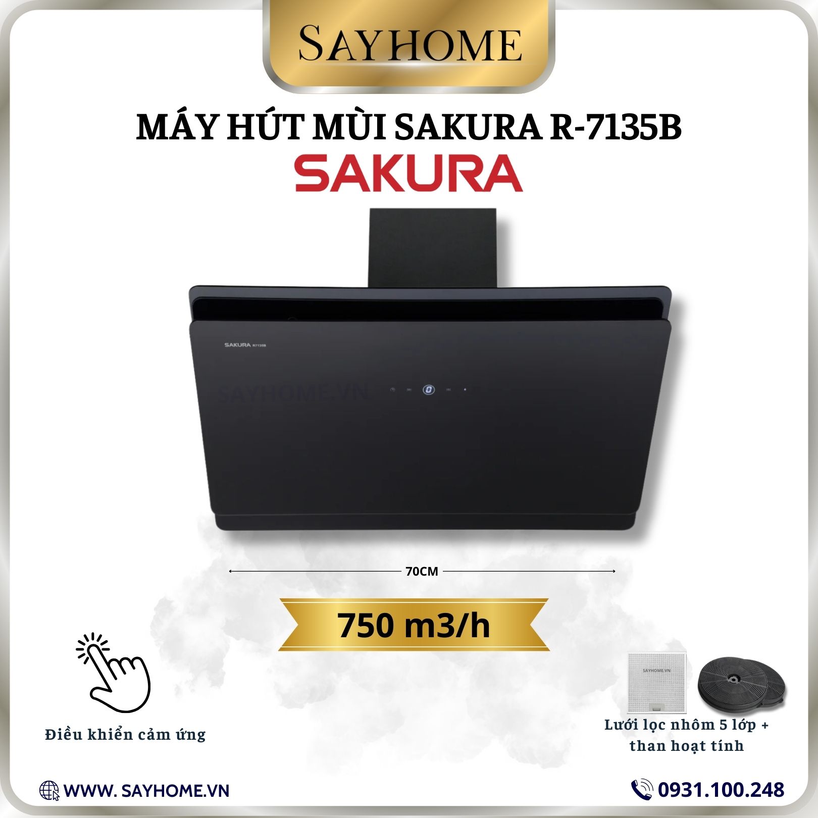 Máy hút mùi dạng Tivi SAKURA R-7135B tại thành phố Hồ Chí Minh