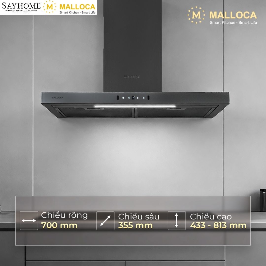 Máy hút mùi MALLOCA SLIM MH7035TS chữ T tại thành phố Hồ Chí Minh