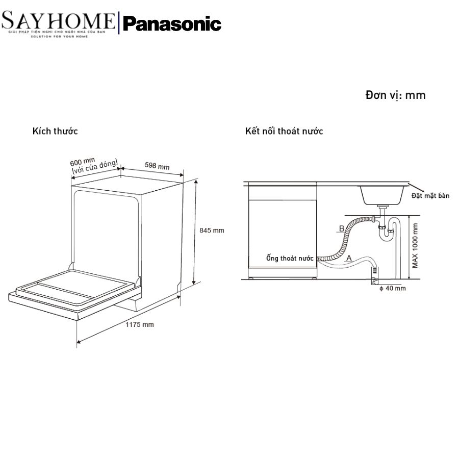 Máy rửa chén PANASONIC NP-6X4MSEVN độc lập 15 bộ chén dĩa tại thành phố Hồ Chí Minh