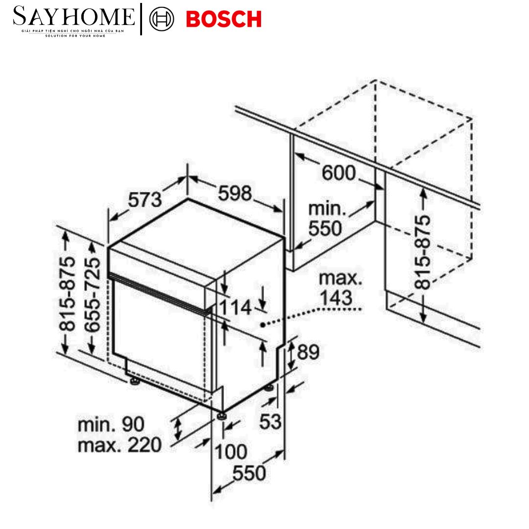 Máy rửa chén bát Bosch SMI6ZCS16E Serie 6 bán âm 14 bộ chén dĩa tại thành phố Hồ Chí Minh