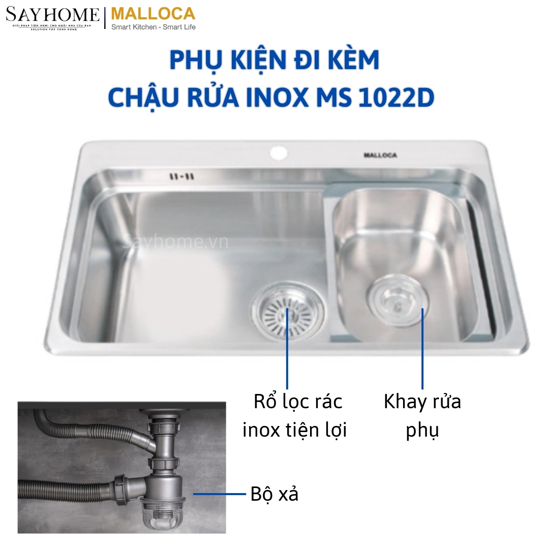 Chậu rửa chén inox Malloca MS 1022D tại thành phố Hồ Chí Minh