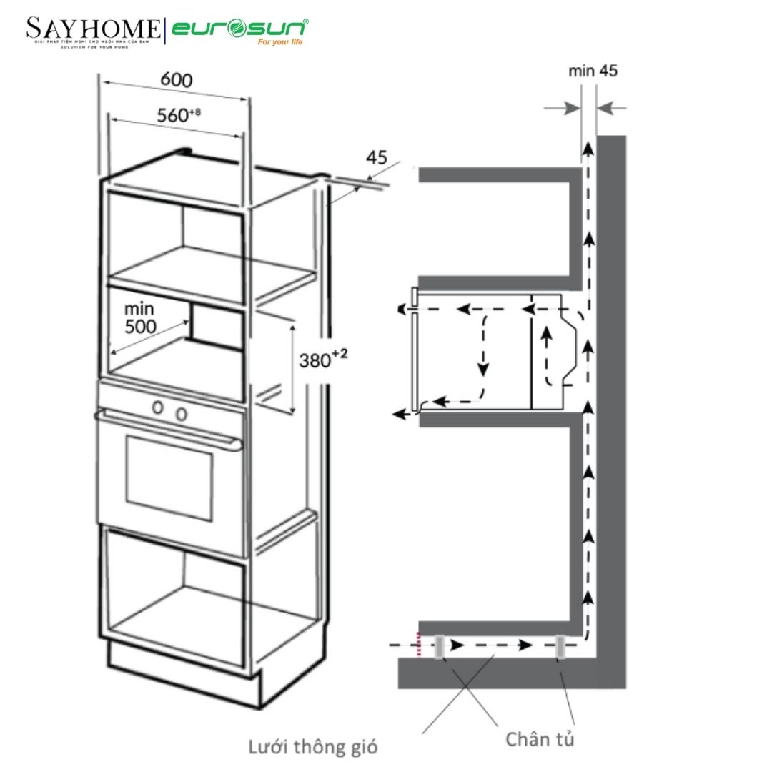 Lò vi sóng kết hợp nướng âm tủ EUROSUN MWO-30EU 28 lít tại thành phố Hồ Chí Minh