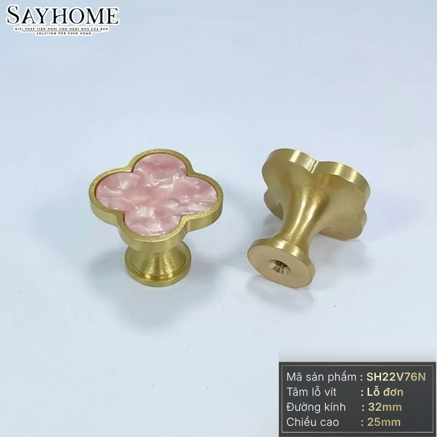 Núm tủ hiện đại màu vàng gold mặt hoa bốn cánh SH22V76N tại thành phố Hồ Chí Minh