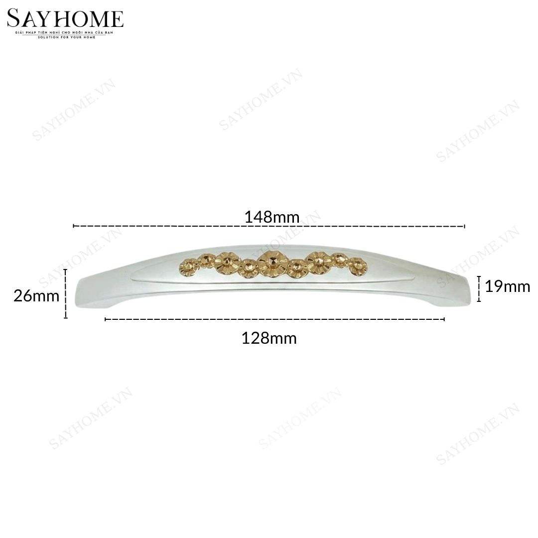Thông số kĩ thuật Tay nắm tủ tân cổ điển Vintage màu bạc đính hoa vàng SH1005 tại Thành phố Hồ Chí Minh