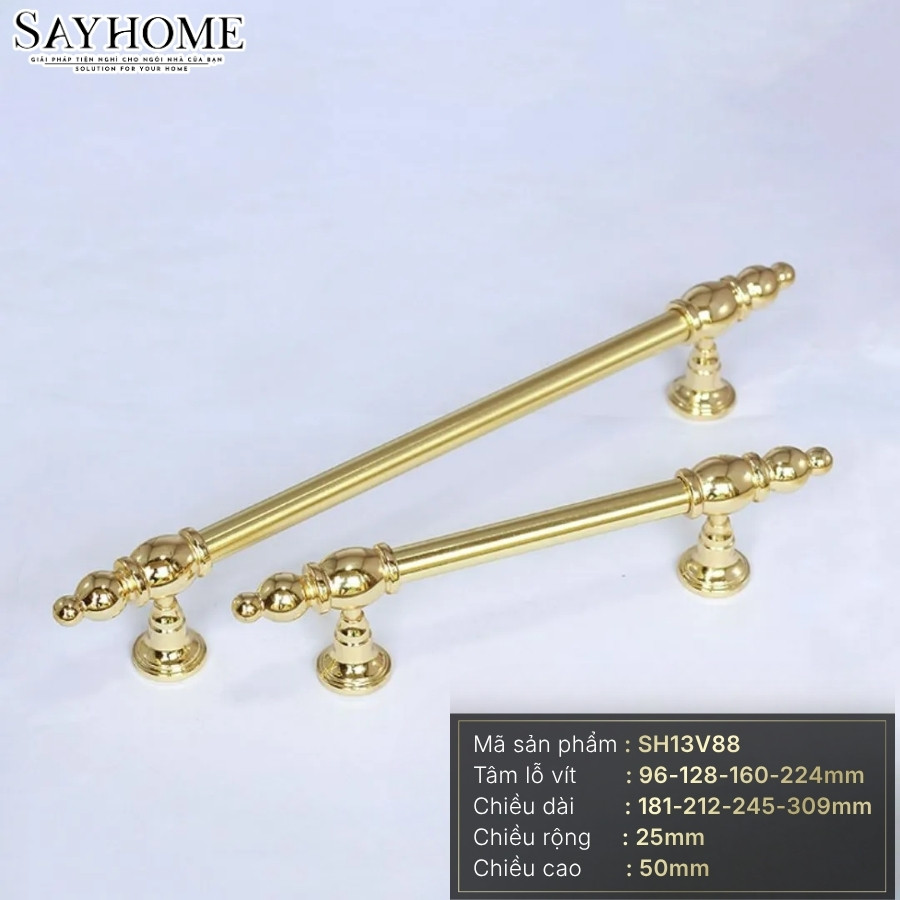 Tay nắm tủ tân cổ điển màu vàng gold 18k SH13V88 tại thành phố Hồ Chí Minh