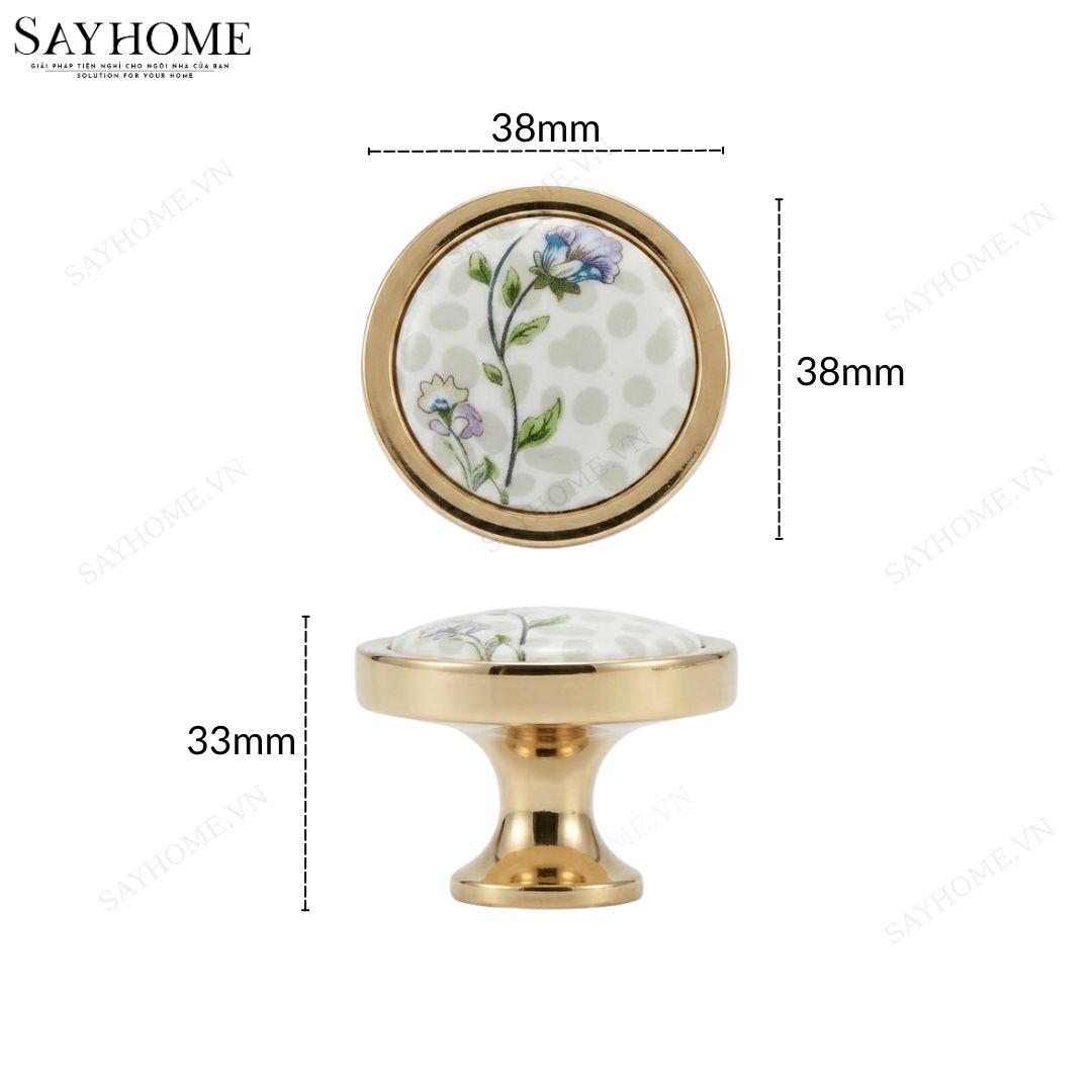 Núm tủ tân cổ điển vintage gốm sứ hoa văn SH1809 tại thành phố Hồ Chí Minh