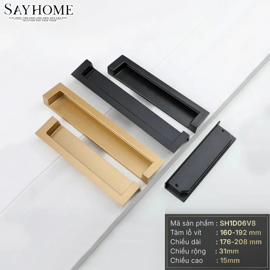 Tay nắm âm tủ hiện đại màu đen và vàng SH1D06V8 tại thành phố Hồ Chí Minh