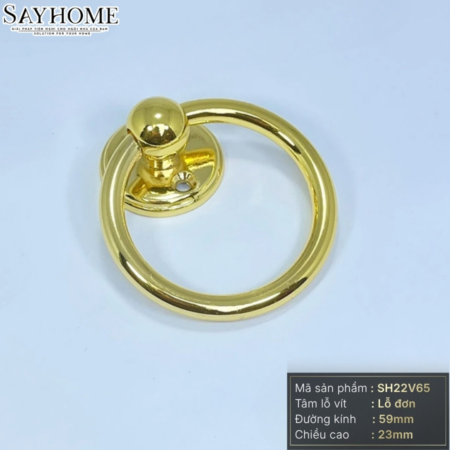 Tay nắm tủ khoen tròn hiện đại màu vàng gold SH22V65 tại thành phố Hồ Chí Minh