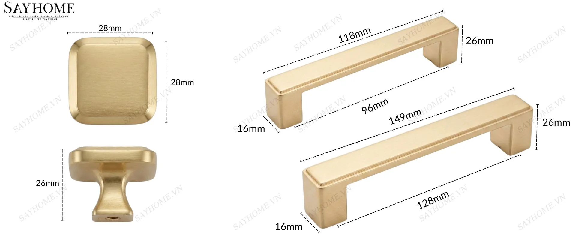 Tay nắm tủ hiện đại màu vàng gold SH28V02 tại thành phố Hồ Chí Minh