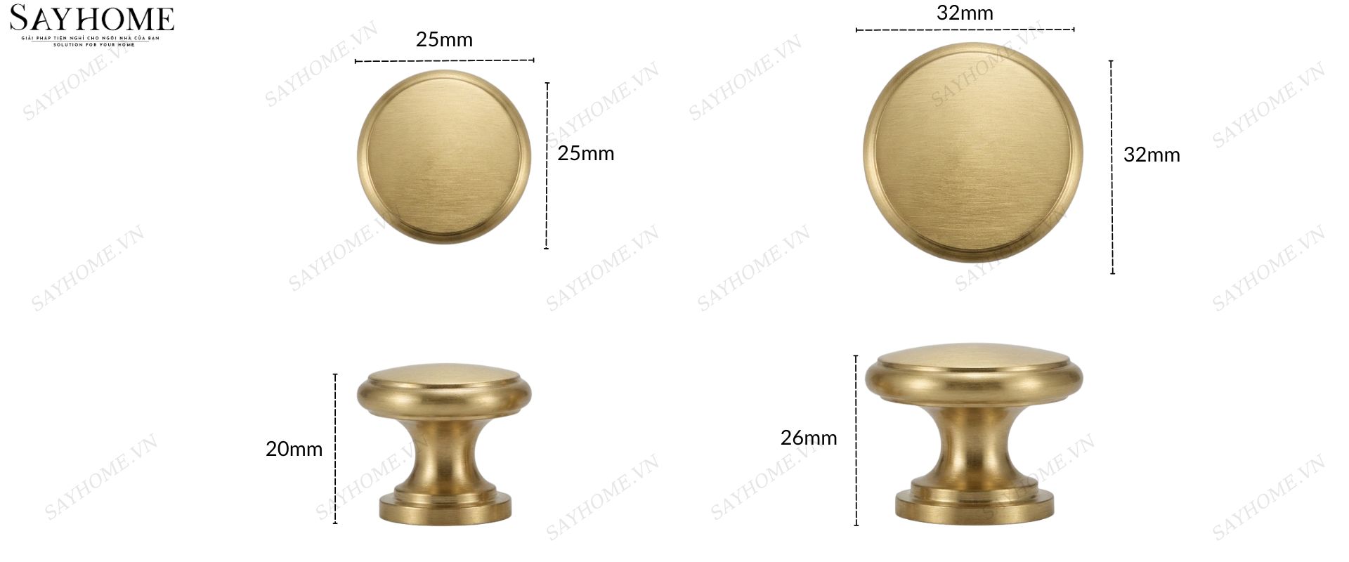 Núm tủ tân cổ điển vintage màu vàng gold SH3V03N tại thành phố Hồ Chí Minh