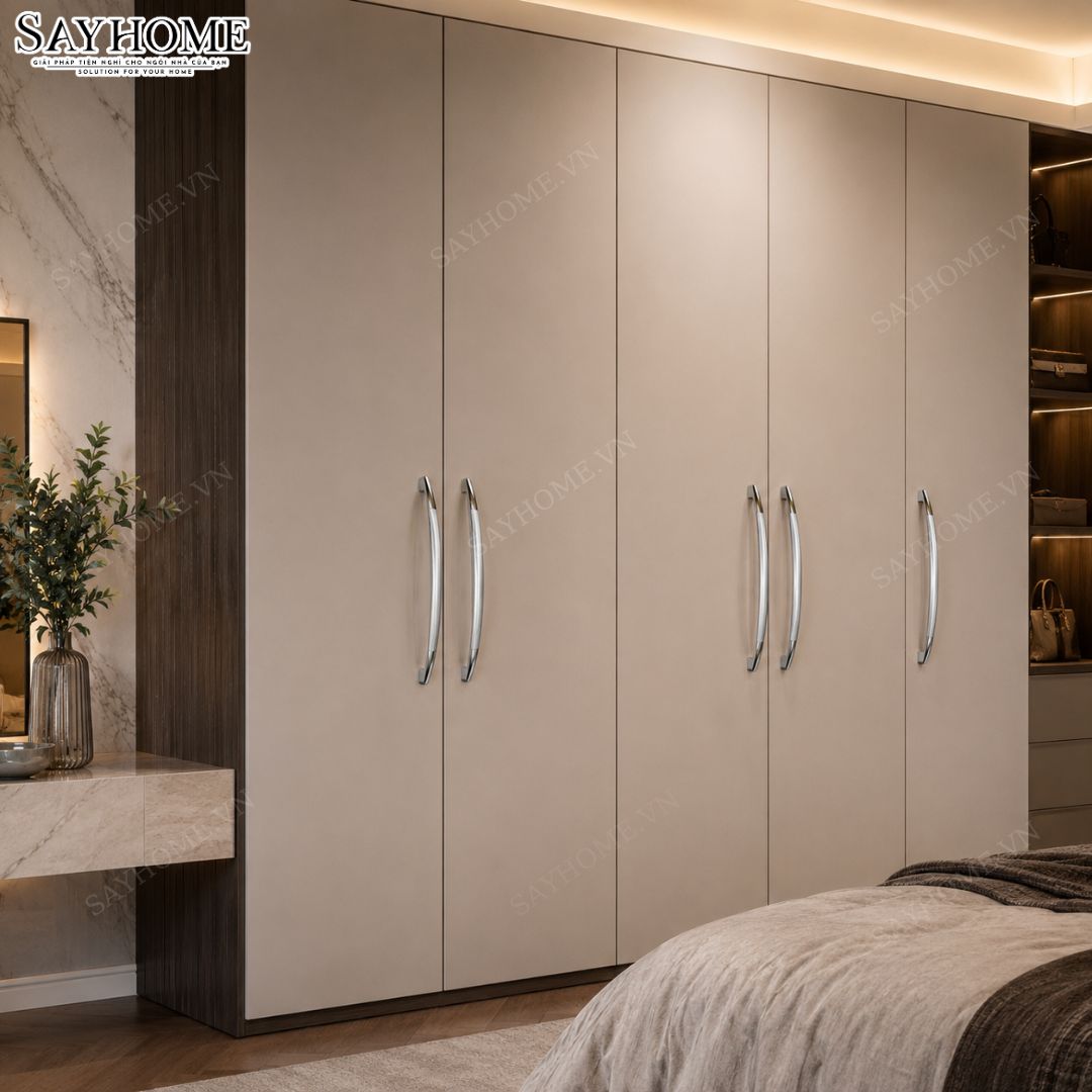 Tay nắm tủ hiện đại màu inox bóng SH5276 tại Tân Bình