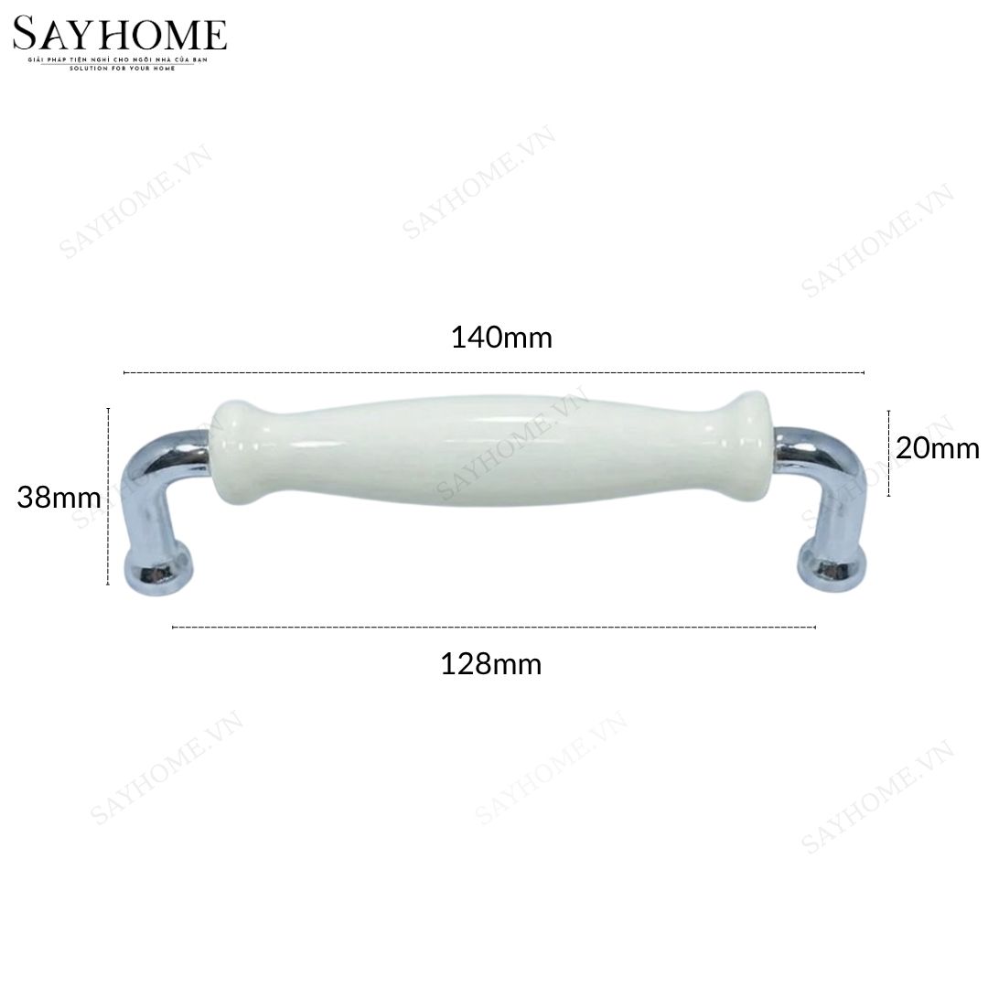 Tay nắm tủ hiện đại màu inox mặt sứ trắng SH5537 tại thành phố Hồ Chí Minh