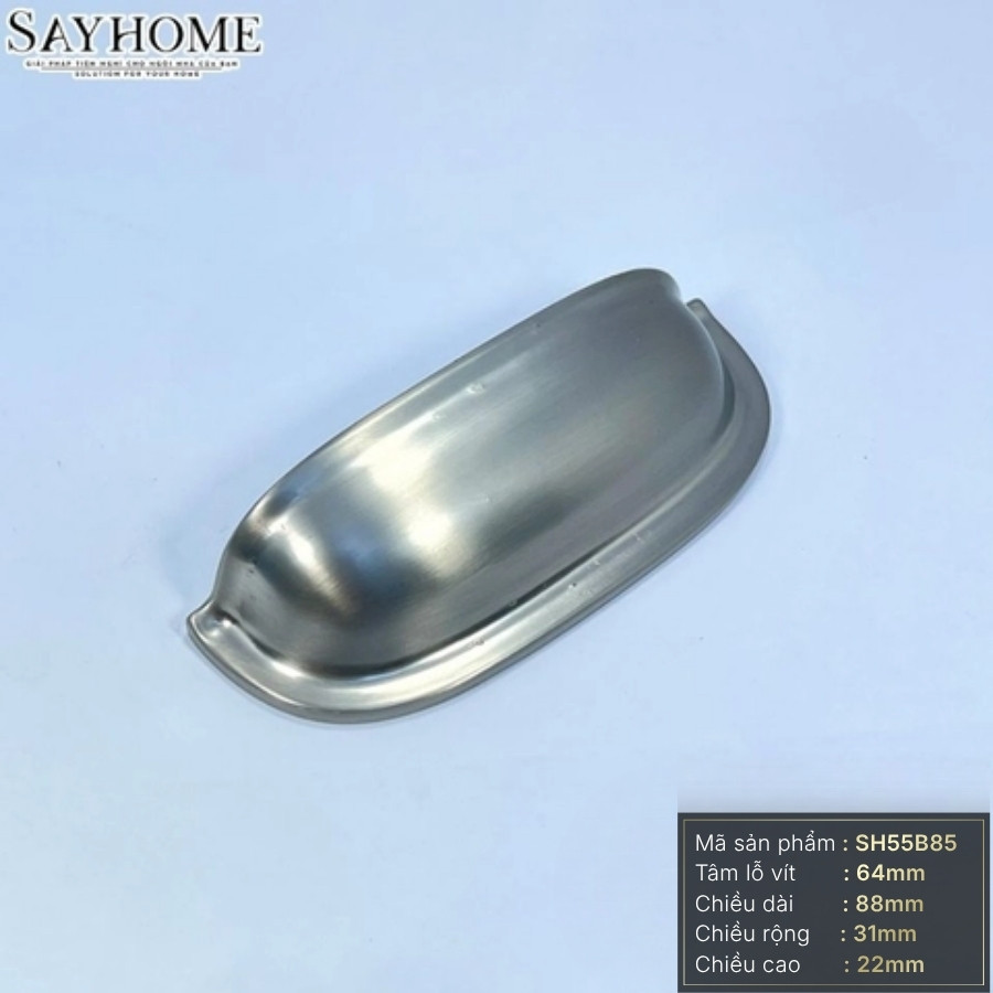 Tay nắm tủ hiện đại bán nguyệt màu bạc SH55B85 tại Tân Bình