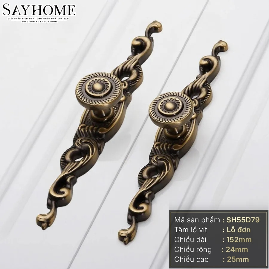 Tay nắm tủ tân cổ điển Vintage màu đồng SH55D79 tại thành phố Hồ Chí Minh